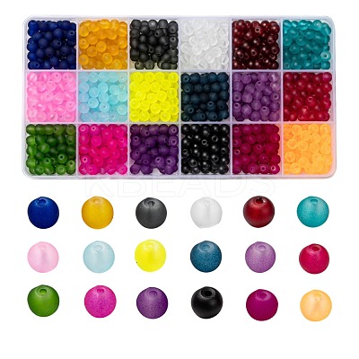 18 Colors Transparent Glass Beads FGLA-X0001-04A-6mm-1