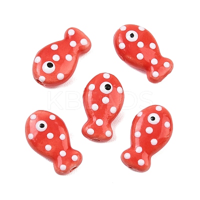 Handmade Porcelain Beads X-PORC-B009-03O-1
