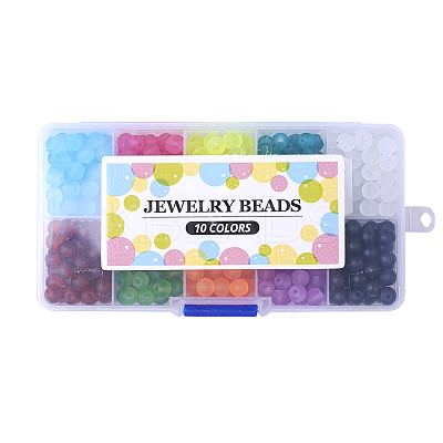 Frosted Round Transparent Glass Beads GLAA-X0007-B-1