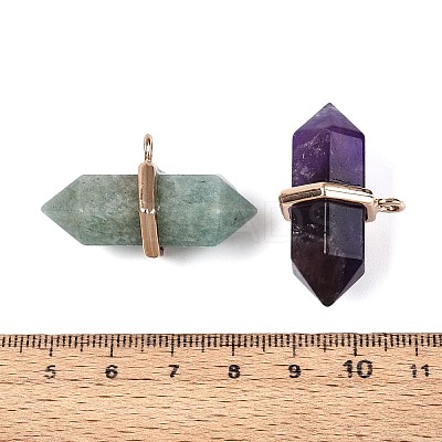 Natural & Synthetic Mixed Stone Double Terminal Pointed Pendants G-N345-09-1