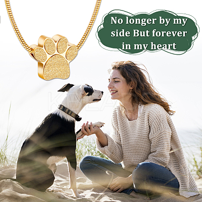 Paw Print Urn Ashes Necklace NJEW-WH0024-01G-1