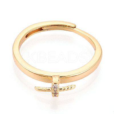 Brass Micro Pave Cubic Zirconia Cup Peg Ring Settings LS-KK-T076-07G-1