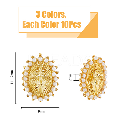 30Pcs 3 Style Alloy Rhinestone Cabochons MRMJ-HY0001-07-1