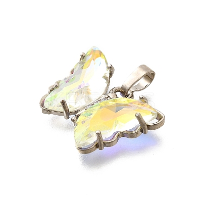 Brass Micro Pave Cubic Zirconia Pendants ZIRC-P079-B02-15-P-1