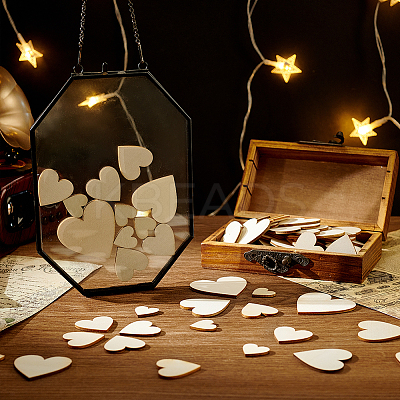 4 Styles Unfinished Wooden Heart Decoration Sheet WOOD-PH0003-27-1