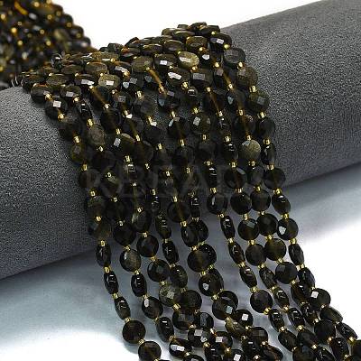 Natural Golden Sheen Obsidian Beads Strands G-K389-B80-01-1