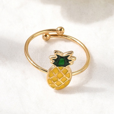 Adjustable 304 Stainless Steel Enamel Cuff Rings for Women LS-RJEW-B152-01G-02-1
