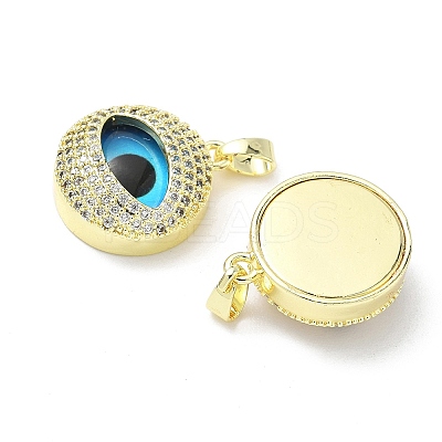 Printed Brass Micro Pave Cubic Zirconia with Glass Pendants KK-Z134-17G-03-1
