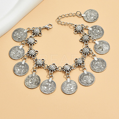 Bohemian Ethnic Style Flower Coin Tassel Alloy Anklets FS-WGE8569-02-1