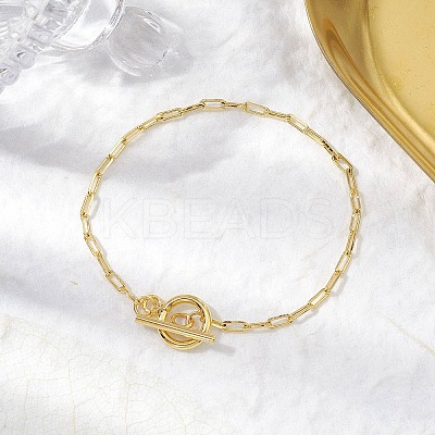 Brass Paperclip Chains Bracelets for Women BJEW-JB10398-1