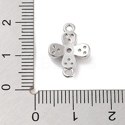 Brass Pave Clear Cubic Zirconia Flower Links Connector Charms KK-Z061-02P-02-1