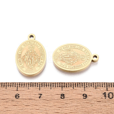 Religion 304 Stainless Steel Oval with Virgin Mary Pendants STAS-T073-07G-1
