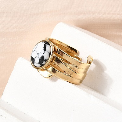 304 Stainless Steel Open Cuff Rings for Women RJEW-K258-17A-G-1