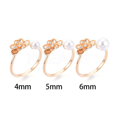 Flower Brass Micro Pave Clear Cubic Zirconia Cuff Ring Settings KK-T076-79G-1