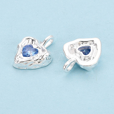 925 Sterling Silver Pave Cornflower Blue Cubic Zirconia Heart Pendants STER-N016-119S-1