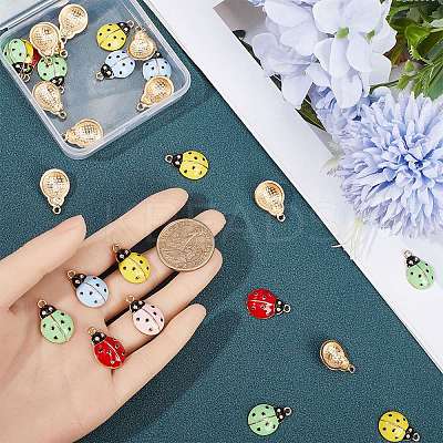 30Pcs 5 Colors Alloy Enamel Pendant Rhinestone Settings ENAM-SC0004-91-1