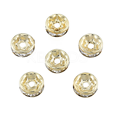 Brass Pave Clear Cubic Zirconia Beads KK-N259-39C-01-1