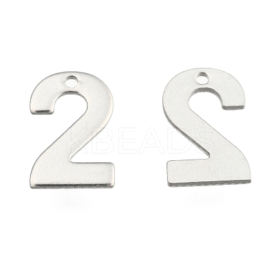 Tarnish Resistant 201 Stainless Steel Number Charms STAS-S035-M-1