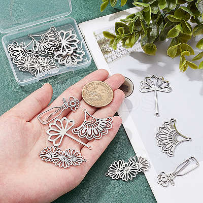 16Pcs 4 Style 201 Stainless Steel Pendants STAS-DC0006-35-1