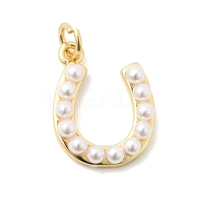 Brass & Plastic Pearl Pendants KK-H267-013G-1
