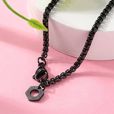 304 Stainless Steel Hexagon Pendant Box Chain Necklaces for Women NJEW-A045-25EB-1