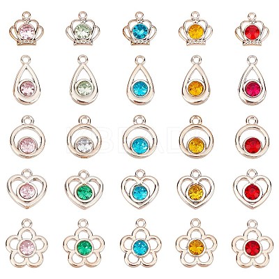 100Pcs 5 Style UV Plating ABS Plastic Pendants KY-CA0001-18-1