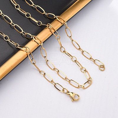 304 Stainless Steel Oval Link Chain Necklaces X-NJEW-Q013-09G-1