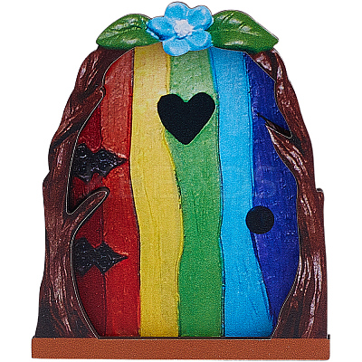 Wood Fairy Door for Garden Yard Tree Decoration AJEW-WH20002-58C-1