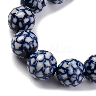 Handmade Blue and White Porcelain Beads Strands PORC-I027-04B-1