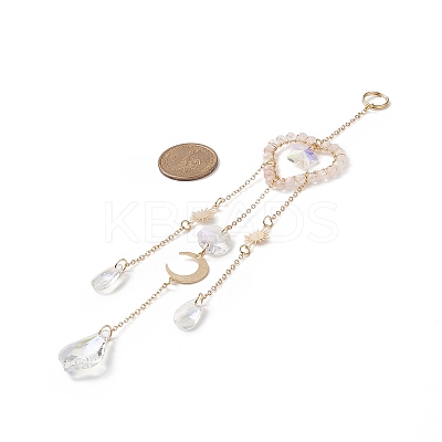 Glass Teardrop & Star Window Hanging Suncatchers HJEW-JM00905-01-1