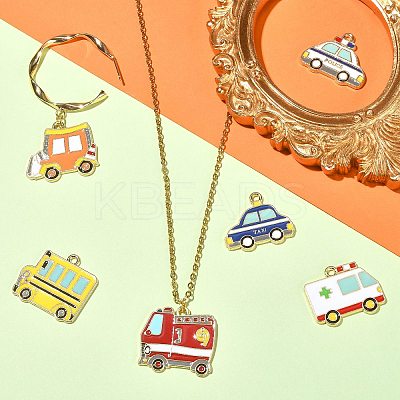 30Pcs 6 Styles Alloy Enamel Pendants ENAM-CJ0004-51-1