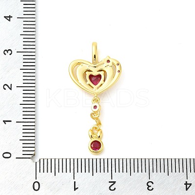 Heart Real 18K Gold Plated Rack Plating Brass Micro Pave Cubic Zirconia Pendants KK-S396-09C-1