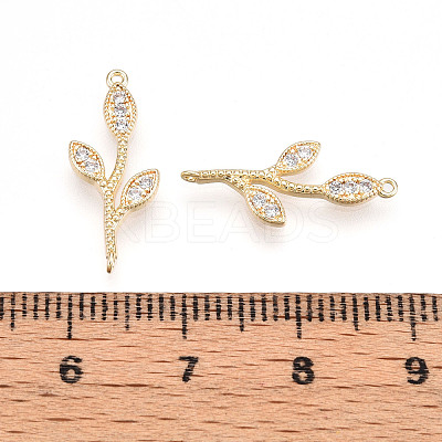 Brass Micro Pave Clear Cubic Zirconia Connector Charms KK-T074-54G-1