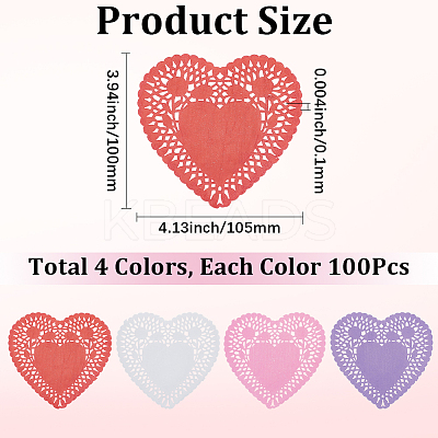 400Pcs 4 Colors Heart Lace Greaseproof Wrapping Paper FIND-SP0005-47-1