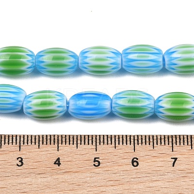 Handmade Millefiori Glass Oval Bead Strands LK-Z001-01B-03-1