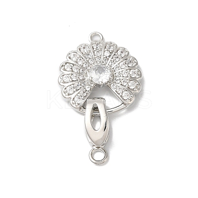 Rack Plating Brass Micro Pave Clear Cubic Zirconia Fold Over Clasps KK-A222-14P-1