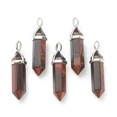 Dyed & Heated Natural Red Tiger Eye Pointed Pendants G-M378-01P-A20-1