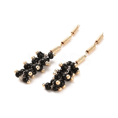 Rack Plating Brass Column Glass Seed Beads Links Connector Charms KK-M266-12G-01-1