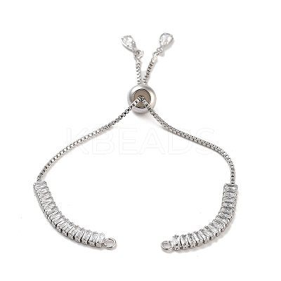Brass Pave Clear Cubic Zirconia Rectangle Slider Bracelet Making BJEW-U005-01P-1