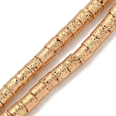 Electroplated Natural Lava Rock Beads Strands G-I360-J01-02-1