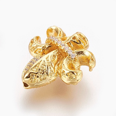 Brass Micro Pave Cubic Zirconia Beads ZIRC-E153-14G-NR-1