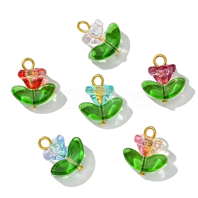 Glass Flower Pendants PALLOY-CJ00038-1