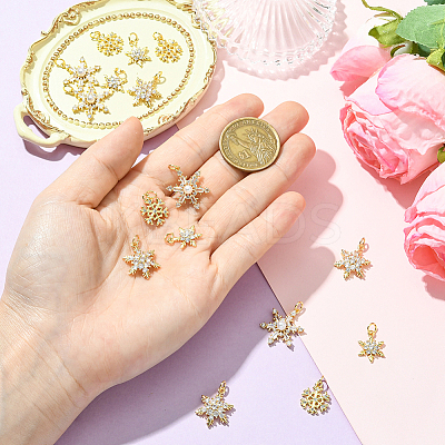 16Pcs 4 Styles Christmas Rack Plating Brass Pendants KK-SC0006-97-1