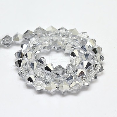 Imitate Austrian Crystal Electroplate Bicone Glass Faceted Bead Strands GLAA-F029-4x4mm-B01-1