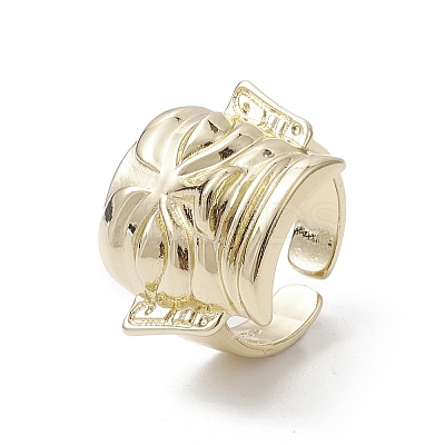 Rack Plating Brass Open Cuff Rings RJEW-K257-52G-1