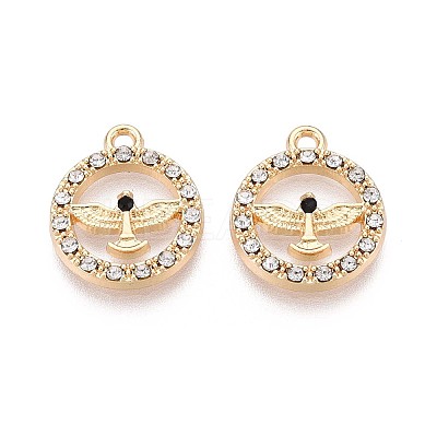 Rack Plating Alloy Rhinestone Pendants PALLOY-T091-22M-G-1