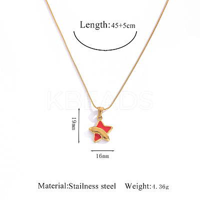 304 Stainless Steel Enamel Red Geometric Pendant Necklaces FS-WGE6FD0-06-1