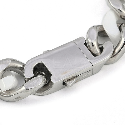 304 Stainless Steel Ceramics Cuban Link Chain Bracelets for Men BJEW-B102-02P-01-1