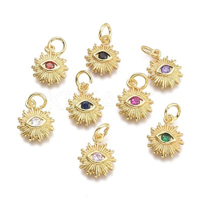 Brass Micro Pave Cubic Zirconia Pendants KK-P187-16-G-1