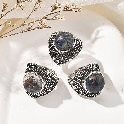 Natural Sodalite Adjustable Rings RJEW-I108-03AS-16-1